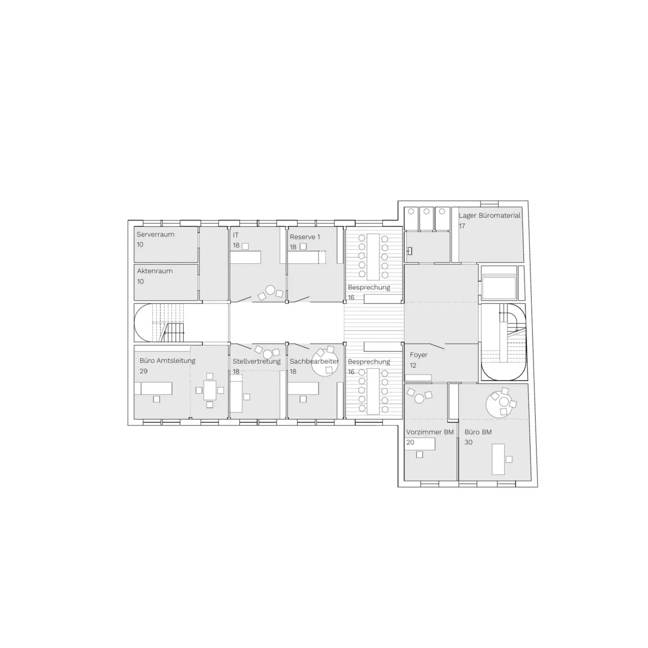 Neubau Rathaus Schömberg Grundriss 1. Obergeschoss