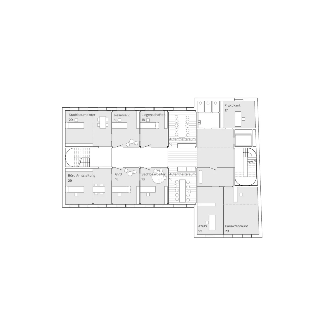 Neubau Rathaus Schömberg Grundriss 2. Obergeschoss
